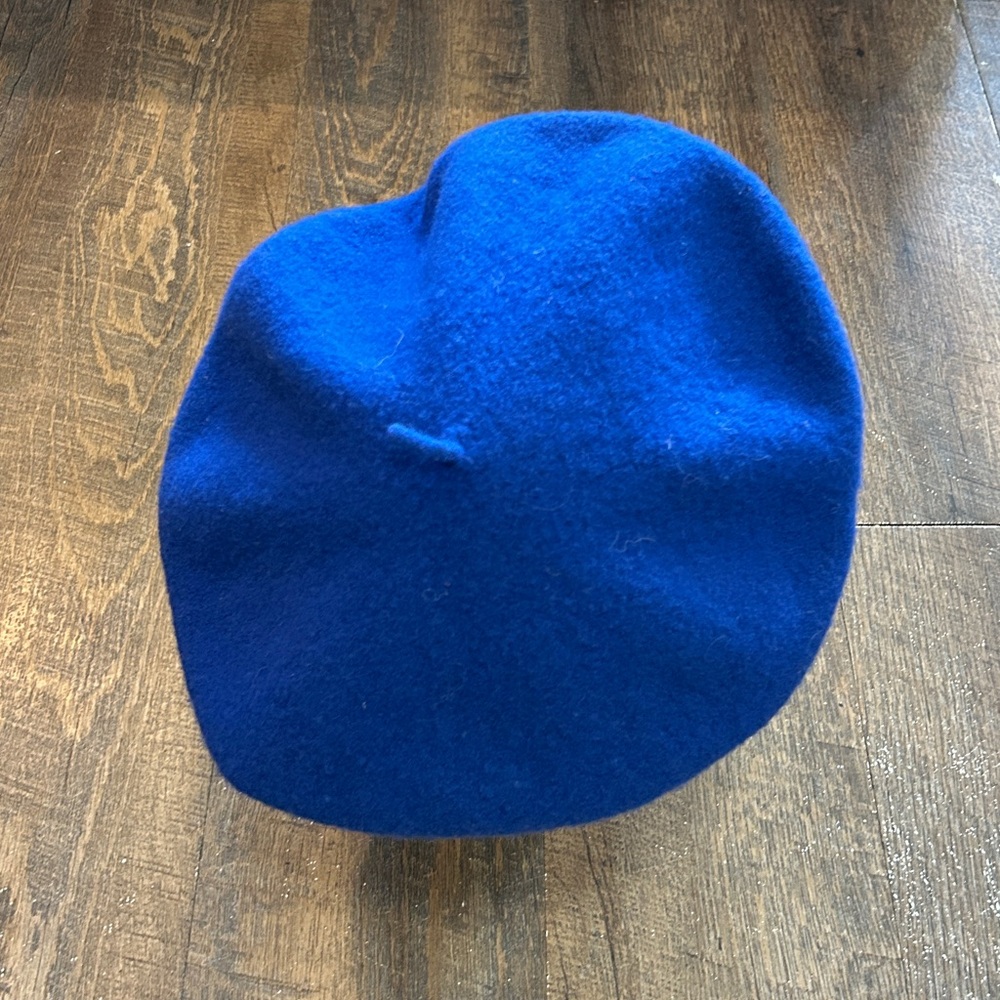 Vintage 60s MOD Wool Beret Hat French Girl Cobalt Blue Made in Hong Kong Painter
